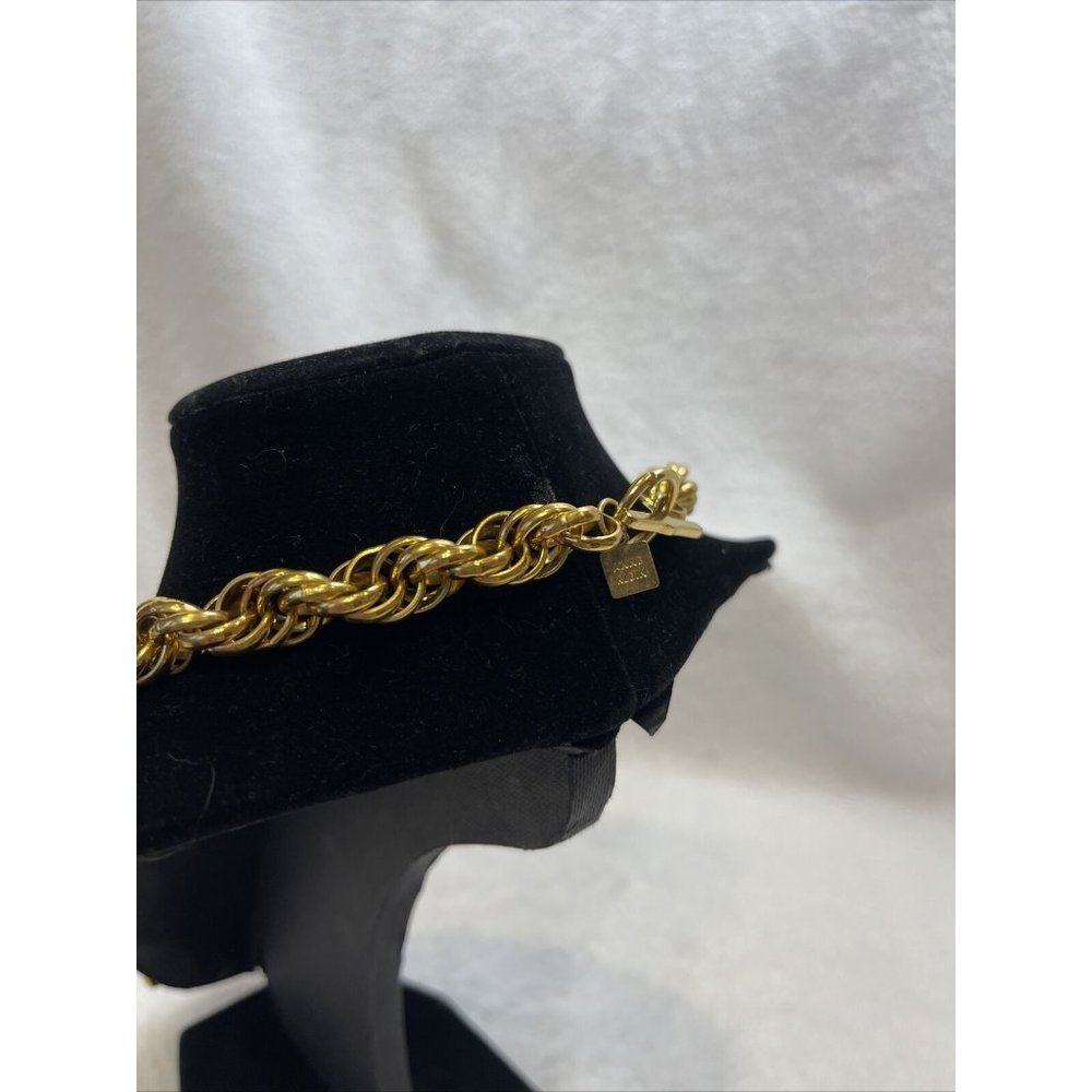 Vintage Classic Anne Klein Logo Couture￼Super Chunky Gold Link Necklace 22” - Picture 3 of 8
